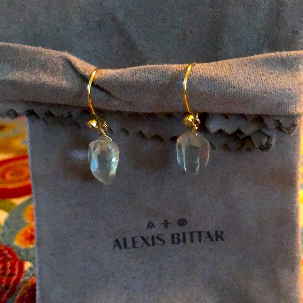 Alexis Bittar hoop earrings with stud and stone accent